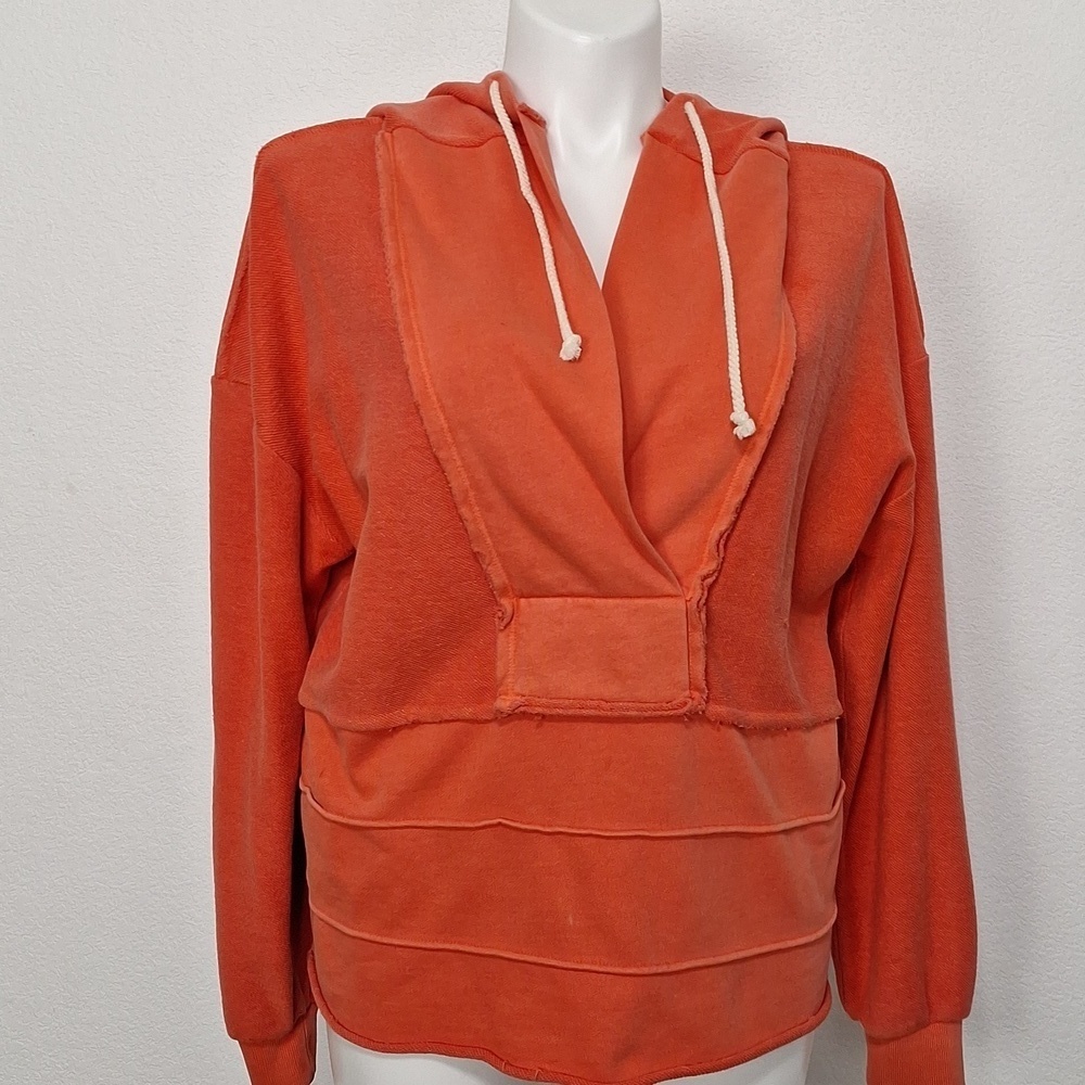 BKE Orange Core Reverse Pieced French Terry Active Athleisure Hoodie Size M